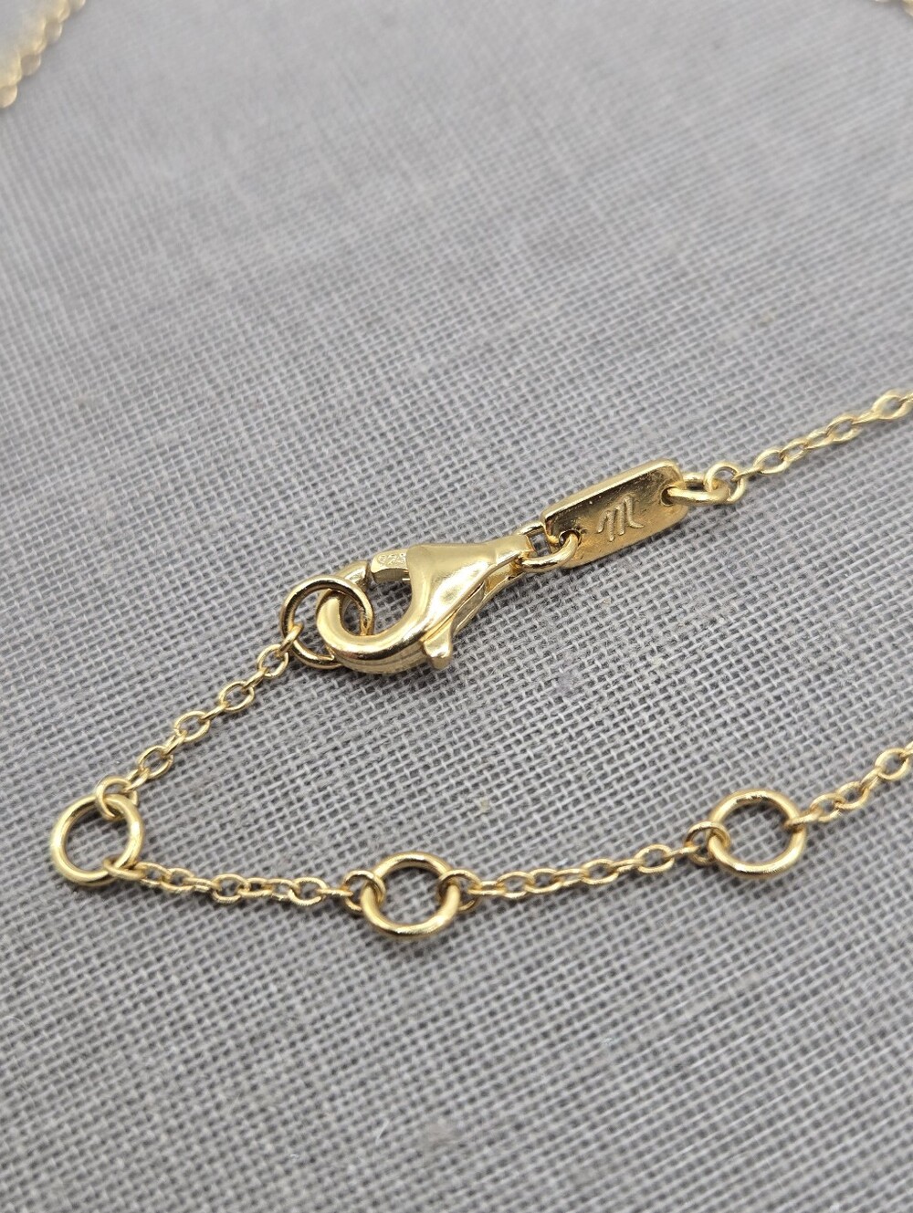 Madewell Gold Demi-Fine Sapphire Choker Necklace Dainty Chain 16" CZ Sparkle - Picture 8 of 10